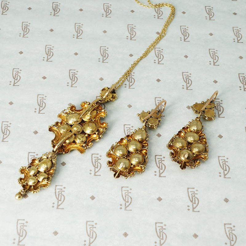 Georgian Chrysoberyl Demi-Parure in Fitted Box