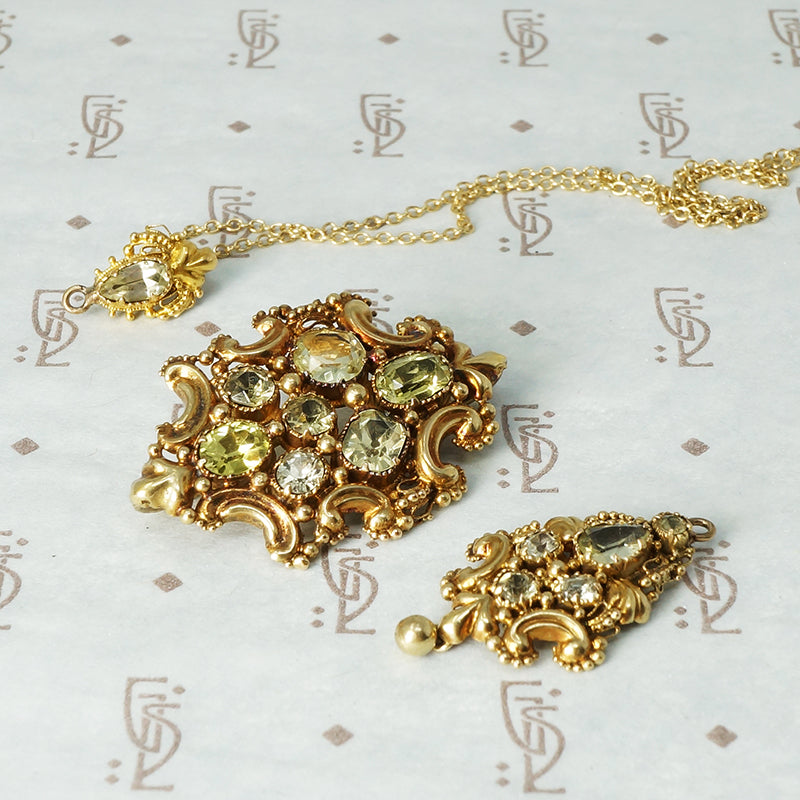 Georgian Chrysoberyl Demi-Parure in Fitted Box
