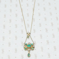 austro-hungarian chrysoprase and mother of pearl pendant in giltsilver