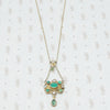 austro-hungarian chrysoprase and mother of pearl pendant in giltsilver