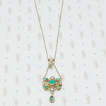 austro-hungarian chrysoprase and mother of pearl pendant in giltsilver