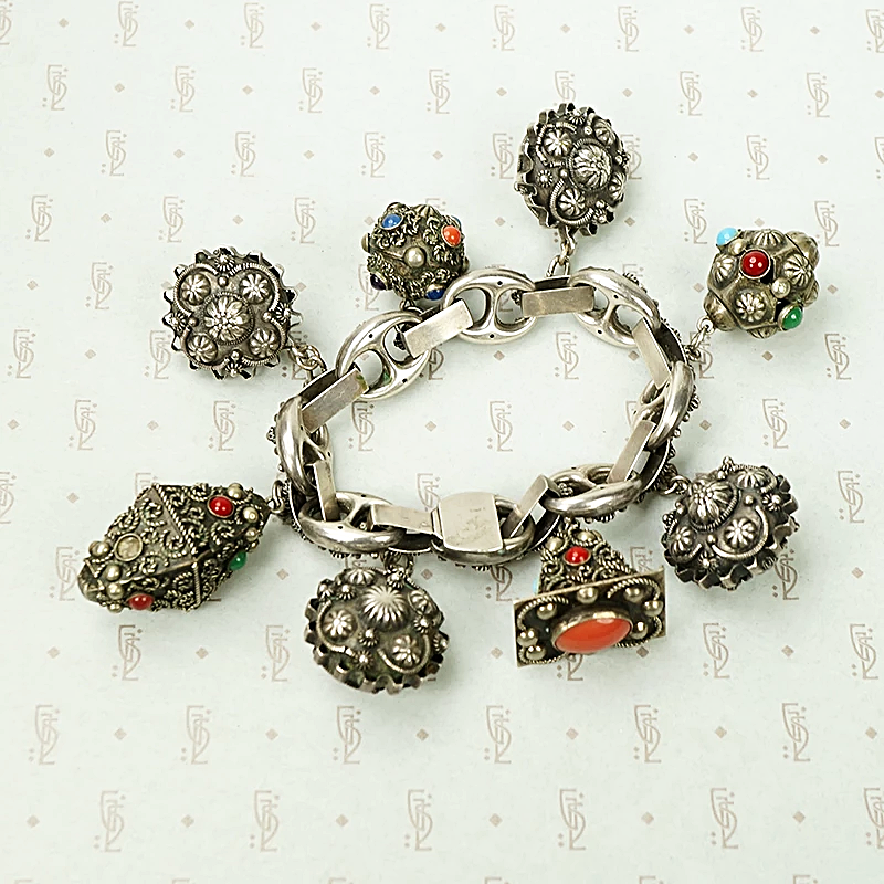 Unique Vintage Silver Charm Bracelet