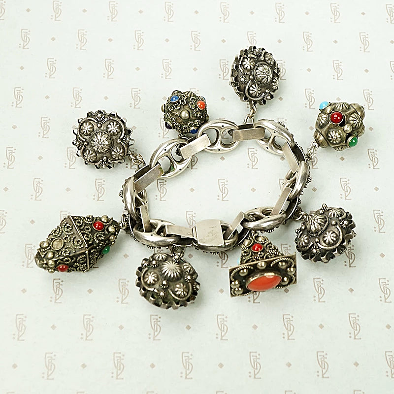 Unique Vintage Silver Charm Bracelet
