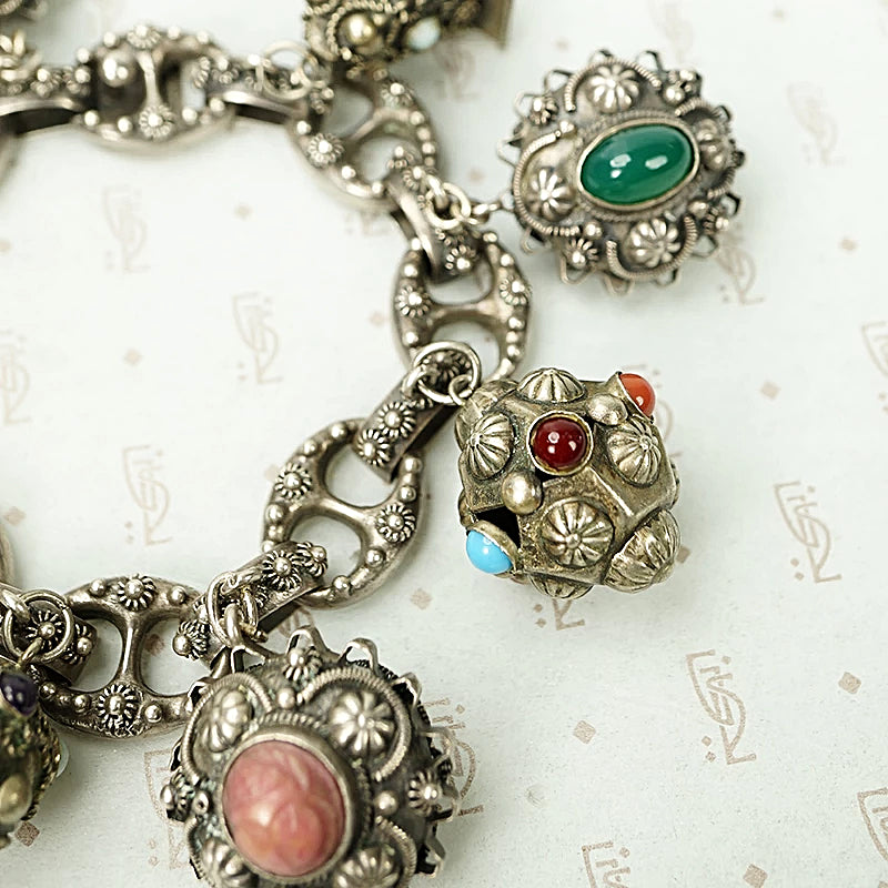 Unique Vintage Silver Charm Bracelet