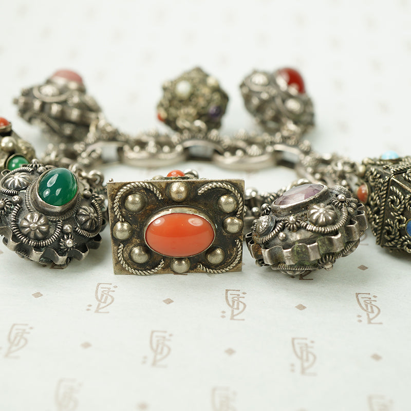 Unique Vintage Silver Charm Bracelet