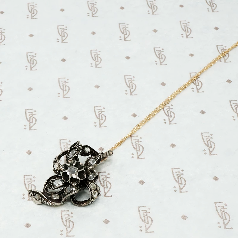 antique table cut diamond necklace