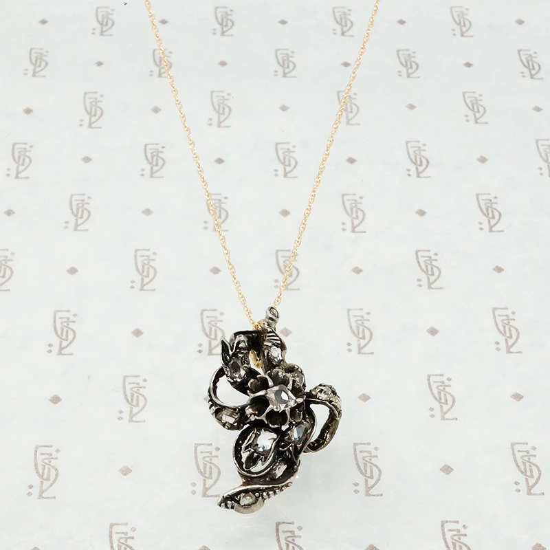 antique table cut diamond necklace 