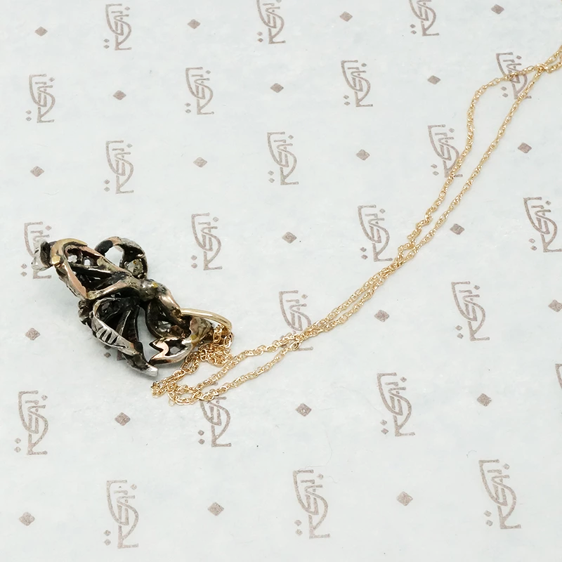 antique table cut diamond necklace back