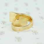 1970's chunky gold big pearl ring bypass style back view