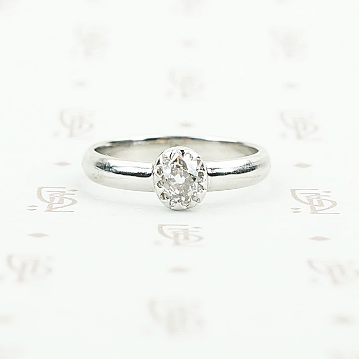 The Chunky Mine Cut Diamond Ring in Platinum by GSL
