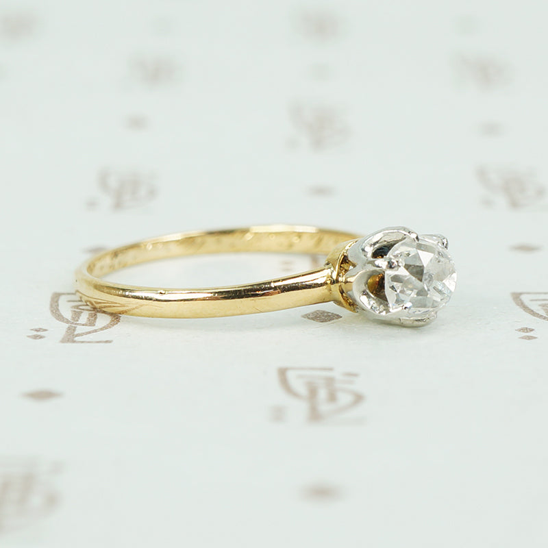 chunky old mine cut diamond solitaire circa 1895