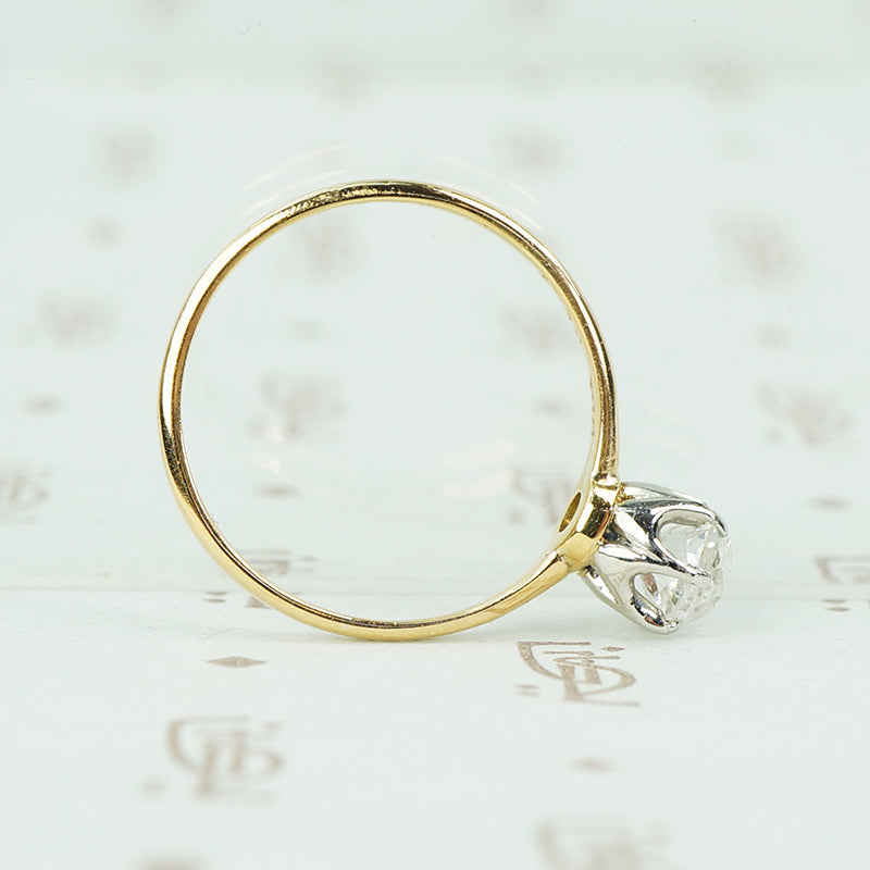 chunky old mine cut diamond solitaire circa 1895 side