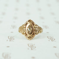 14k gold cigar band set with rose cut diamond