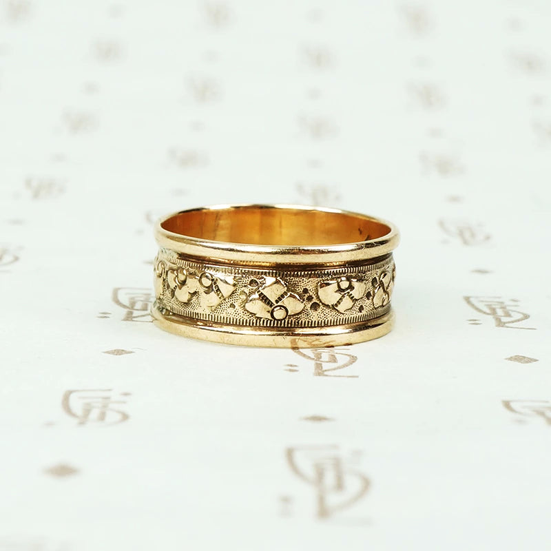 antique 12k gold cigar style wedding band