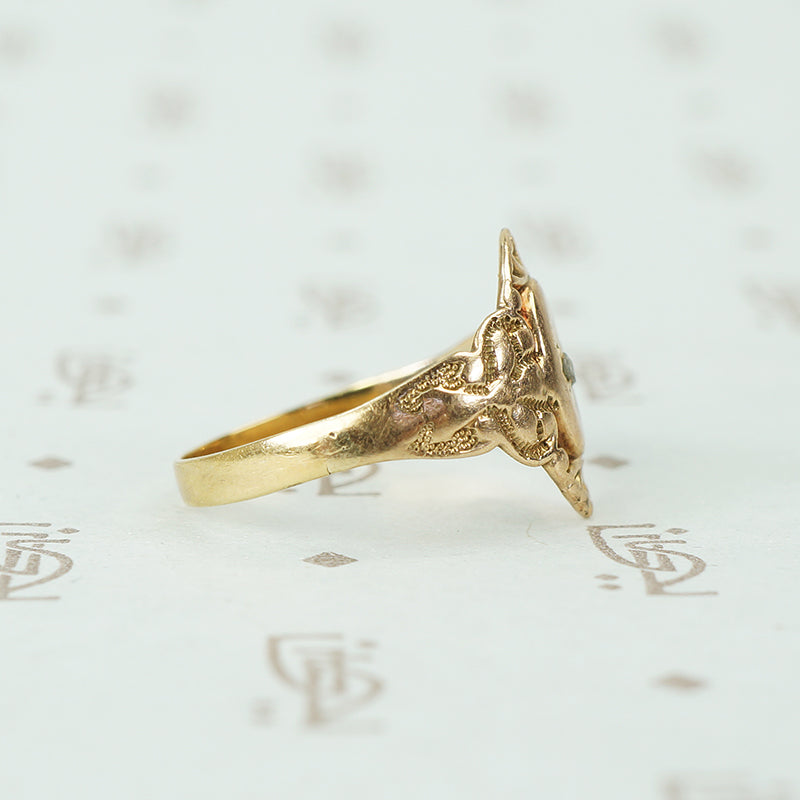 14k gold cigar band set with rose cut diamond