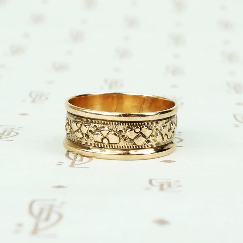 antique 12k gold cigar style wedding band