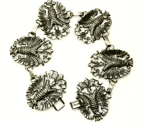 Cini Sterling Silver Bracelet mid century Gothic Revival