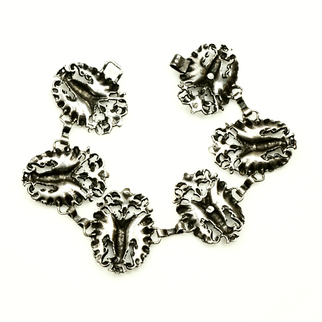 Cini Sterling Silver Bracelet mid century Gothic Revival