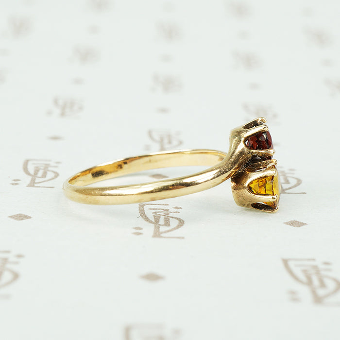 Vintage Garnet and Citrine Toi et Moi Ring