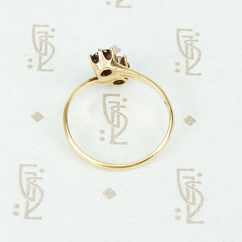 Vintage Garnet and Citrine Toi et Moi Ring