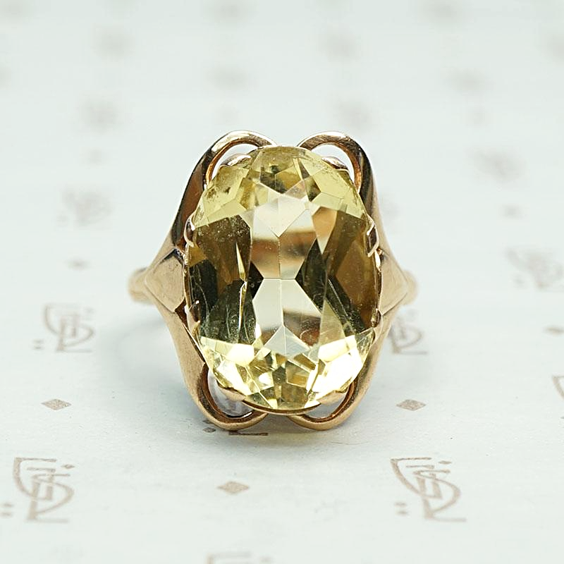 Russian Sunny Citrine Cocktail Ring in Rose Gold