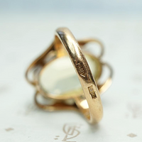 Russian Sunny Citrine Cocktail Ring in Rose Gold, hallmark view.