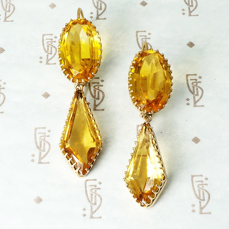 Antique gold and citrine earrings