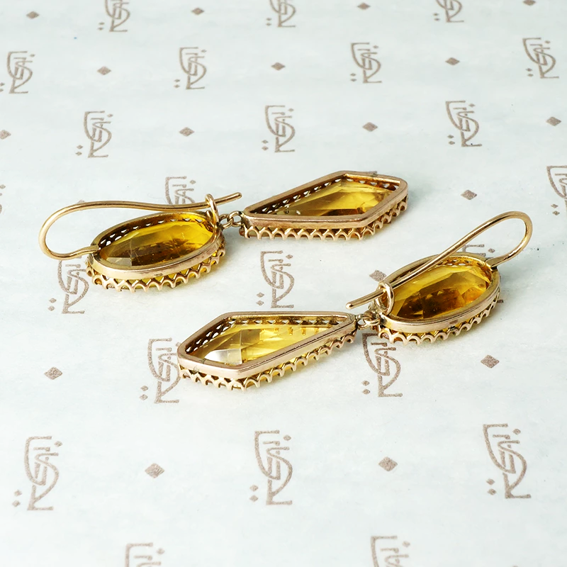 antique gold and citrine earrings