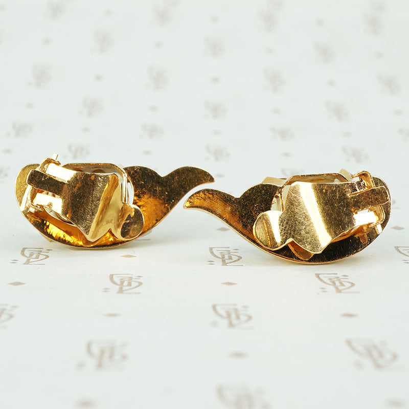 Vintage 1940s Retro Rose Gold and Citrine Ear Clips