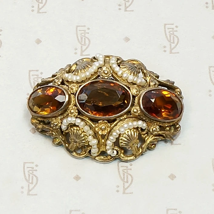 Opulent Austro-Hungarian Citrine Brooch