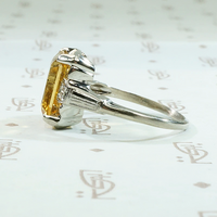 Retro Citrine Cocktail Ring in White Gold