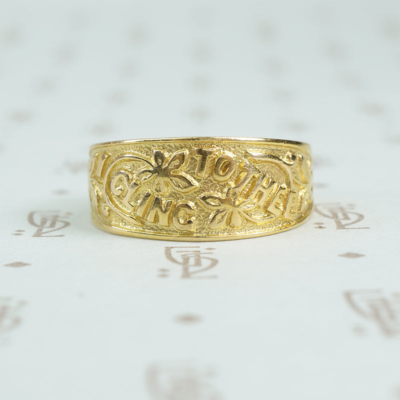I cling to thee 9ct gold band c1878