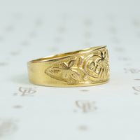 I cling to thee 9ct gold band c1878 side detail