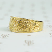 I cling to thee 9ct gold band c1878 side close up
