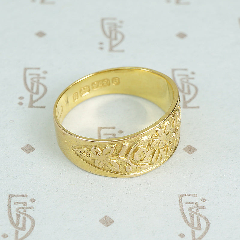 I cling to thee 9ct gold band c1878 top view