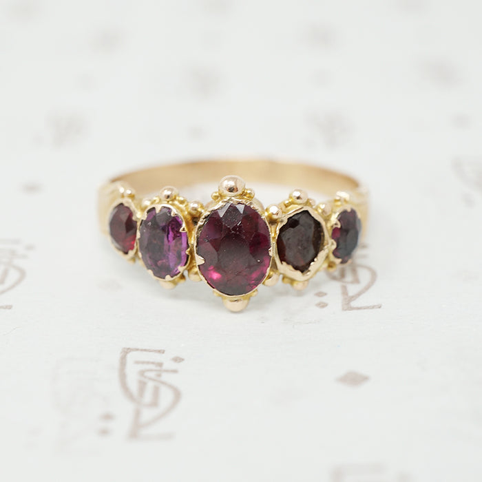 georgian 5 stone garnet ring