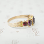 georgian 5 stone garnet ring side view