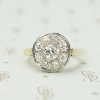 Platinum on Gold Vintage Diamond Cluster Ring