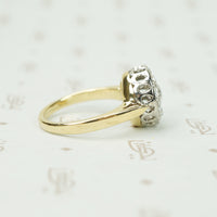 Platinum on Gold Vintage Diamond Cluster Ring