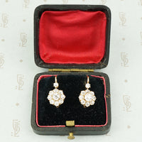 antique diamond earrings clusters in original box
