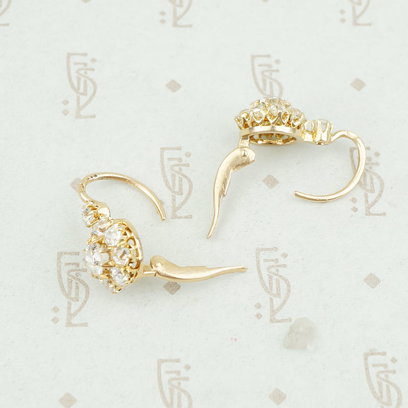 antique diamond earrings clusters lever backs