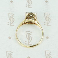 2 tone cluster diamond vintage engagement ring side view