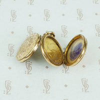 9ct locket with a 6 pence