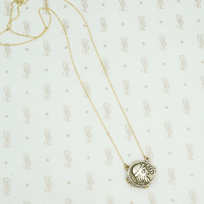 Vintage Silver Coin Pendant in Gold