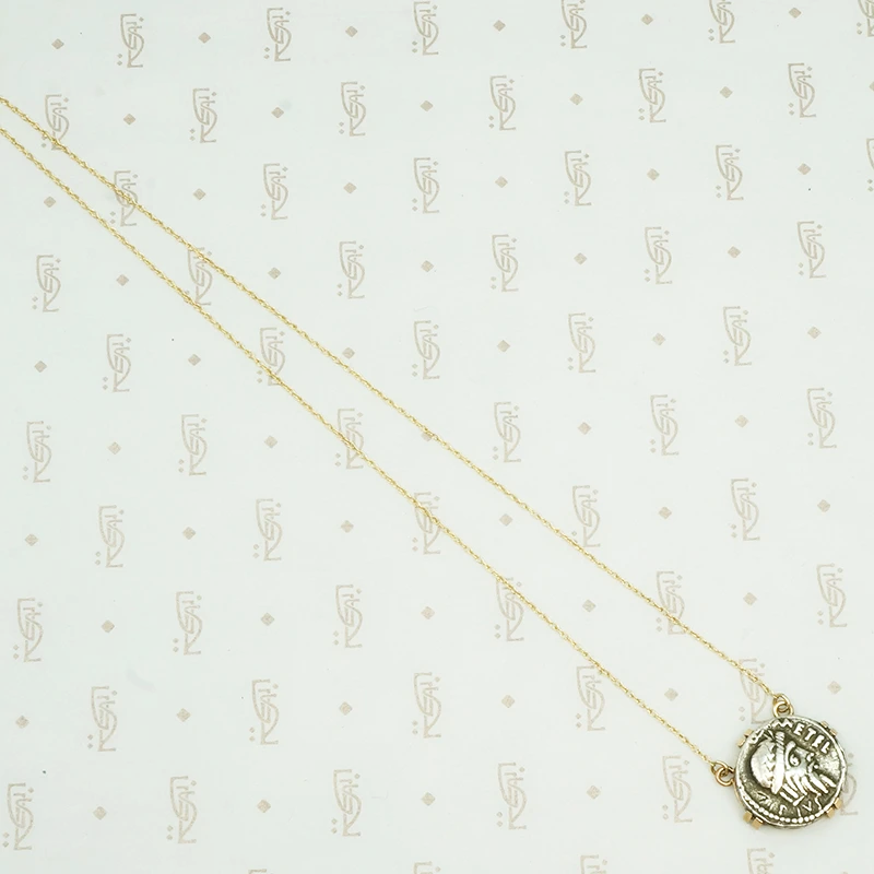 Vintage Silver Coin Pendant in Gold