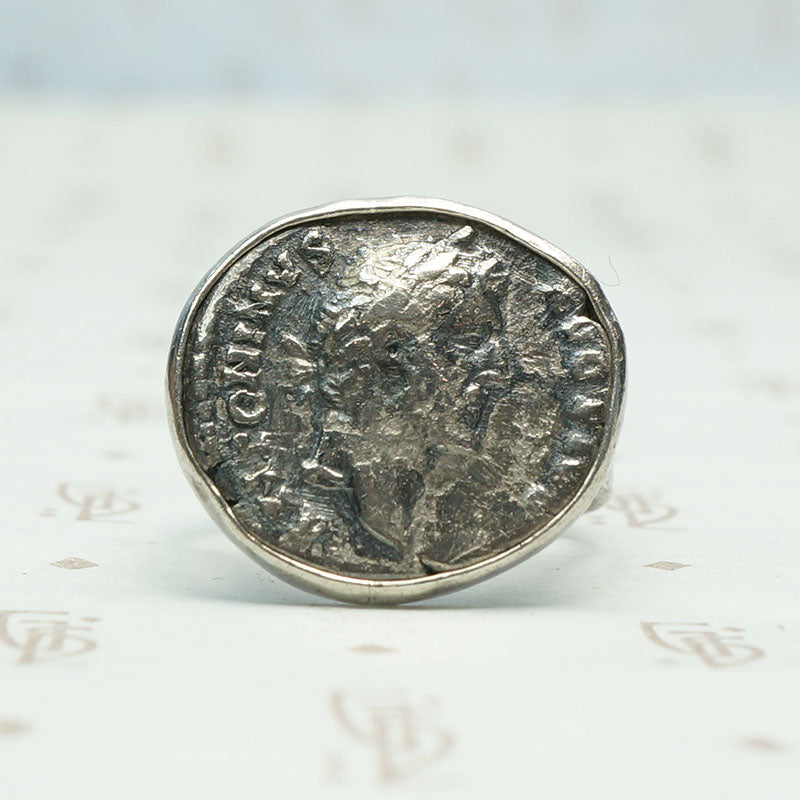 Roman Coin in Handmade Silver Ring