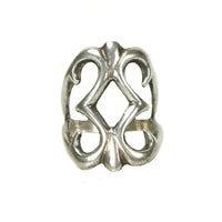 Vintage Navajo Coin Silver Ring - Gem Set Love