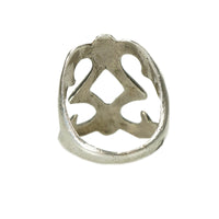 Vintage Navajo Coin Silver Ring - Gem Set Love
