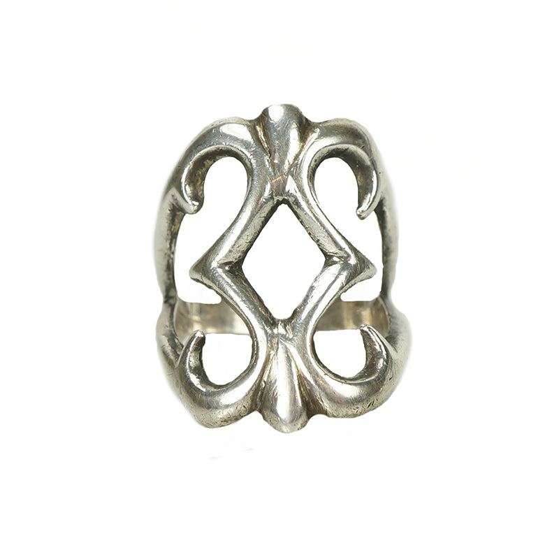Vintage Navajo Coin Silver Ring - Gem Set Love