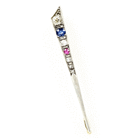 Victorian Comet Brooch set with Diamonds, Ruby and Sapphire